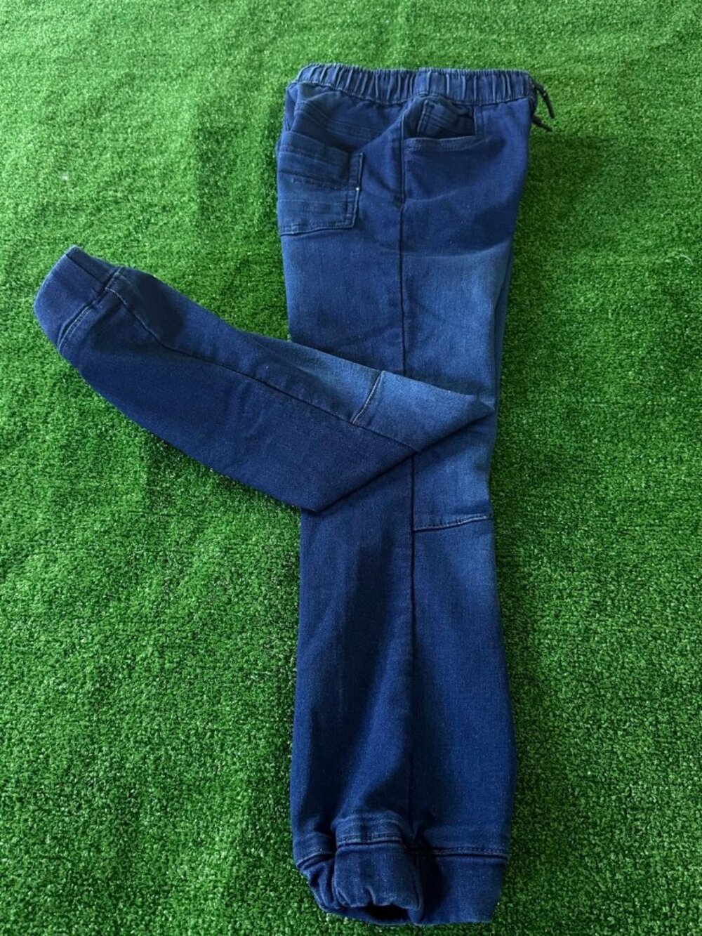 Steve's Jeans Boys 7 XL Denim Joggers Pull On Blue Jeans Stretch Elastic Cuffs